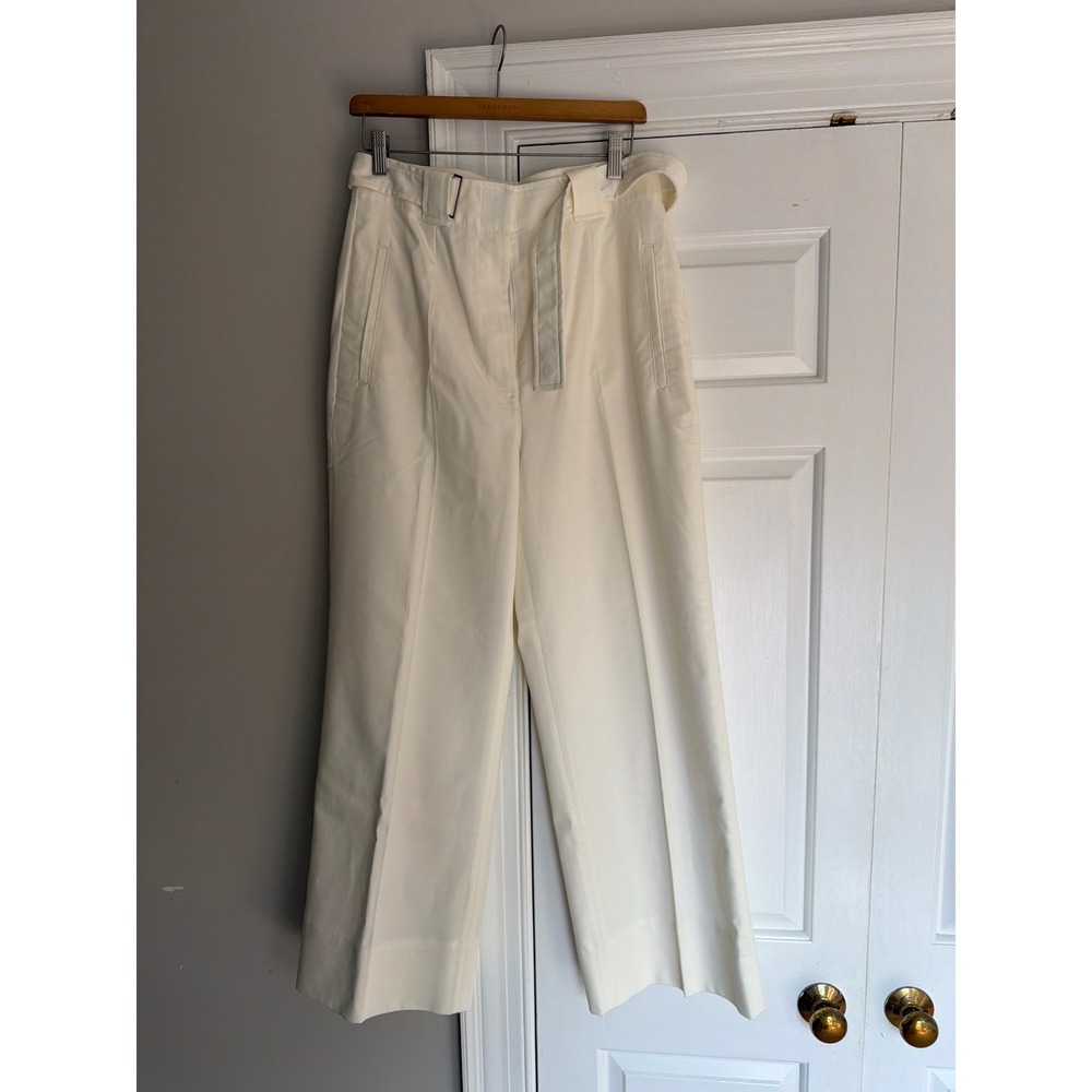 Banana Republic High‎ Rise Belted Wide Leg Pants Ivory Vanilla 8L S/882899-00